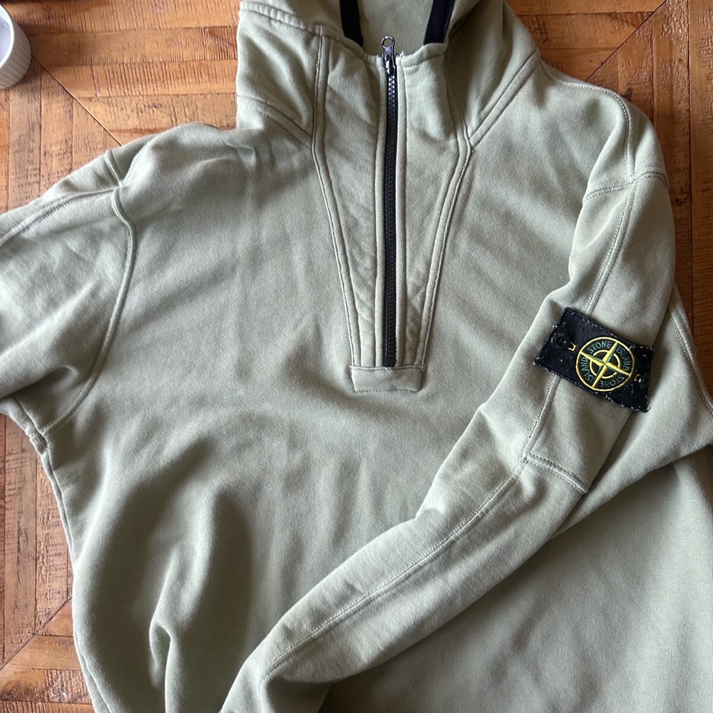 Stone Island Sage Green Pullover with Logo Patch